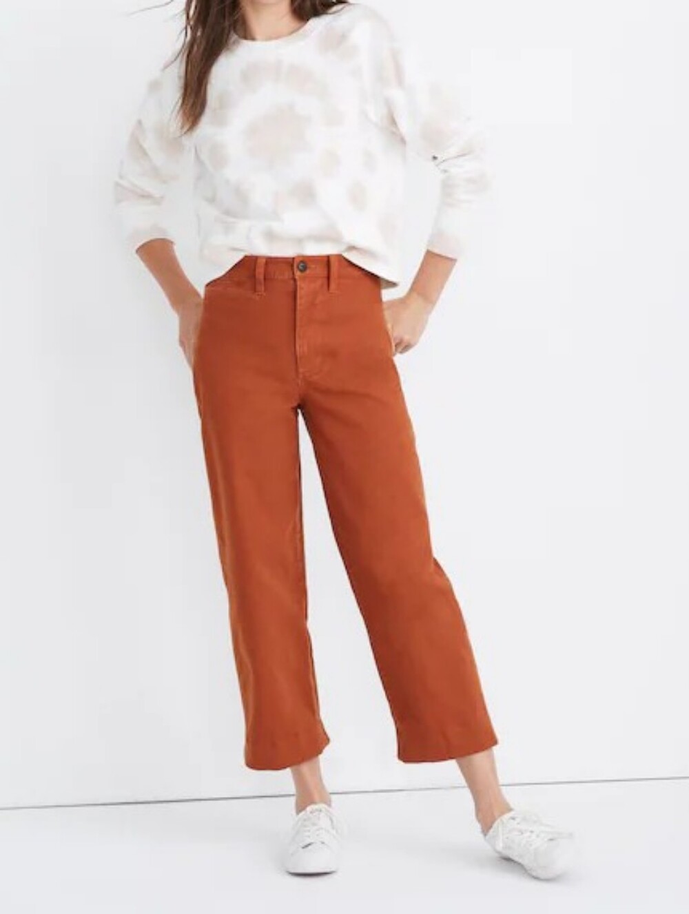 Madewell Warm Nutmeg Slim Emmett Wide-Leg Crop Super Stretch Pants Size 27